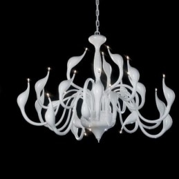 Lustre moderno de cisne com 24 luzes G4, revestimento branco