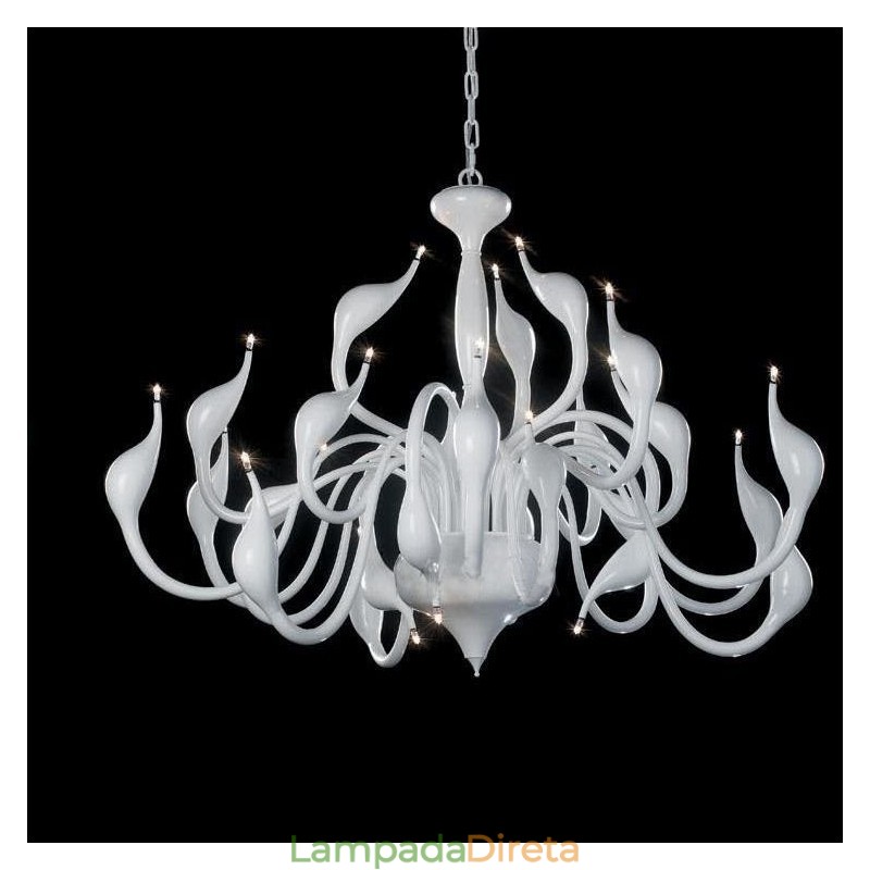 Lustre moderno de cisne com 24 luzes G4, revestimento branco