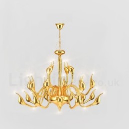 Lustre moderno de cisne com 24 luzes G4 banhado a ouro