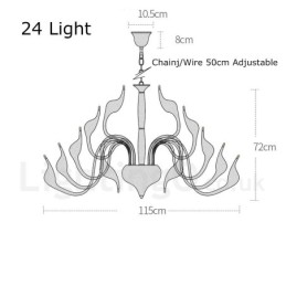 Lustre moderno de cisne com 24 luzes G4 banhado a ouro