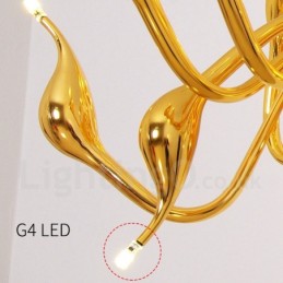 Lustre moderno de cisne com 24 luzes G4 banhado a ouro