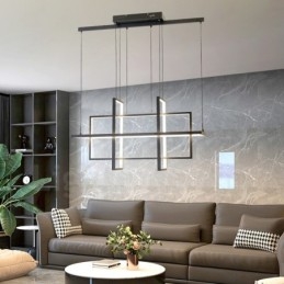 Luminária pendente regulável com design moderno e quatro retângulos