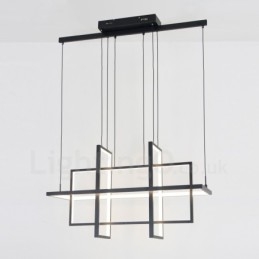 Luminária pendente regulável com design moderno e quatro retângulos