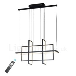 Luminária pendente regulável com design moderno e quatro retângulos