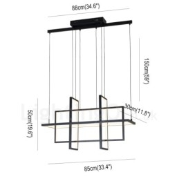 Luminária pendente regulável com design moderno e quatro retângulos
