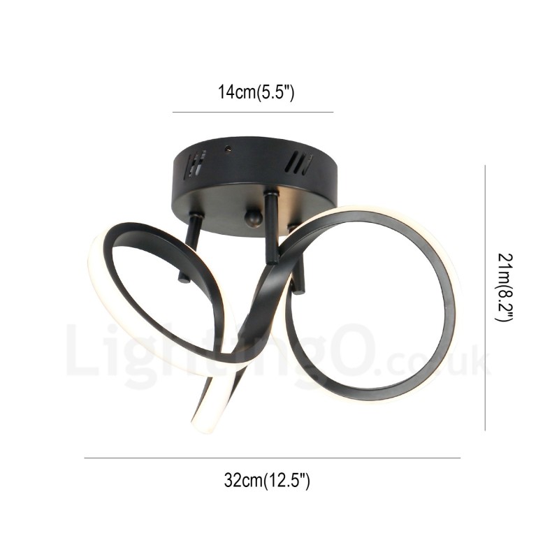 Triac Switch Dimmable Preto Moderno Contemporâneo Estilo Nórdico Montagem Embutida Luz de Teto Redonda