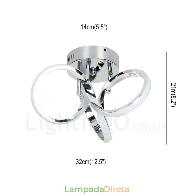 Triac Switch Dimmable Chrome Moderno Contemporâneo Estilo Nórdico Montagem Embutida Luz de Teto Redonda