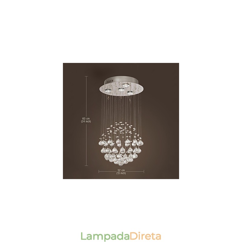Lustre de luxo moderno cristal 4 luzes