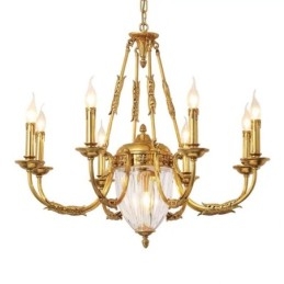 Lustre de cristal de cobre francês de luxo, luminária de jantar, lustre