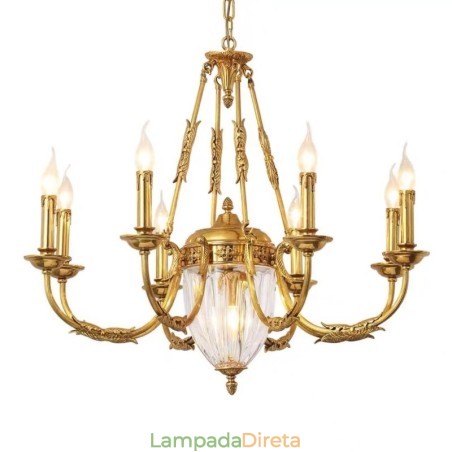 Lustre de cristal de cobre francês de luxo, luminária de jantar, lustre Lustre de cristal de cobre francês de luxo, luminária de jantar, lustre