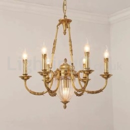 Lustre de cristal de cobre francês de luxo, luminária de jantar, lustre