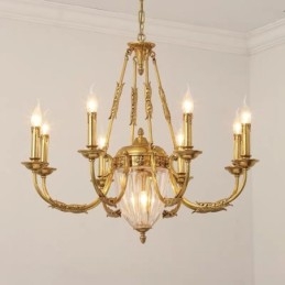 Lustre de cristal de cobre francês de luxo, luminária de jantar, lustre