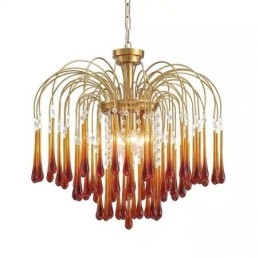 Luminária de lustre de vidro tipo gota d'água