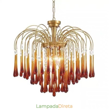 Luminária de lustre de vidro tipo gota d'água Luminária de lustre de vidro tipo gota d'água