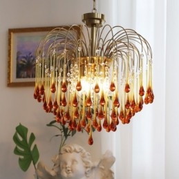 Luminária de lustre de vidro tipo gota d'água