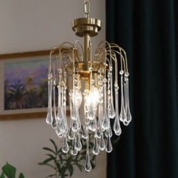 Luminária de lustre de vidro tipo gota d'água