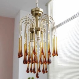 Luminária de lustre de vidro tipo gota d'água