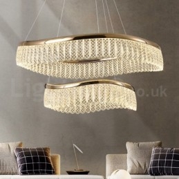 Luminária pendente de cristal quadrado 1 2 anéis K9 cristal luminária de teto interno