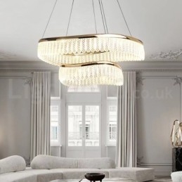 Luminária pendente de cristal quadrado 1 2 anéis K9 cristal luminária de teto interno