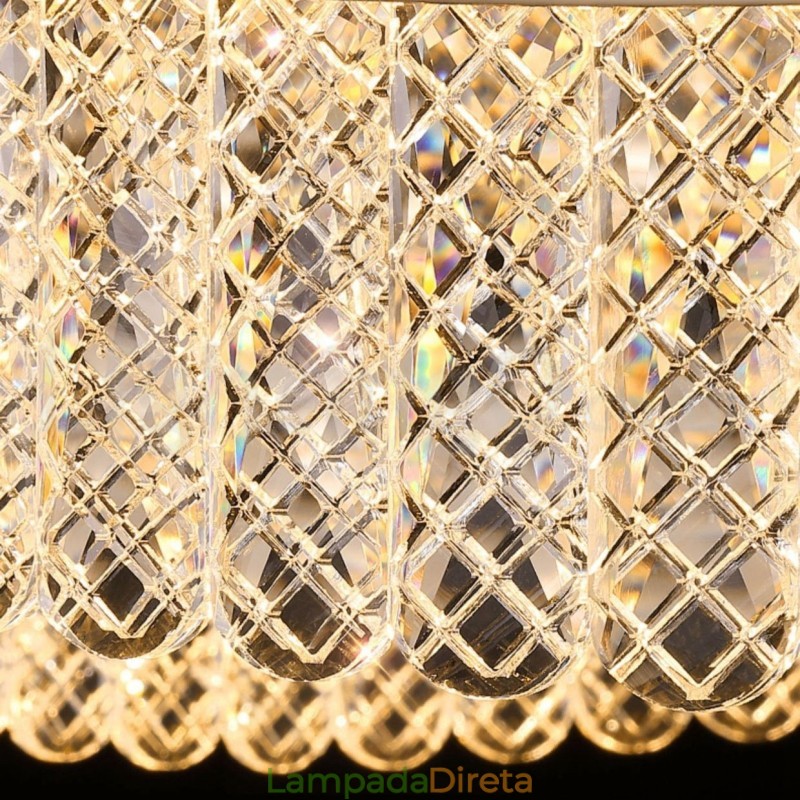 Luminária pendente de cristal quadrado 1 2 anéis K9 cristal luminária de teto interno