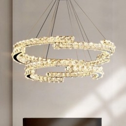 Luminária pendente de cristal redonda de luxo K9 para teto interno