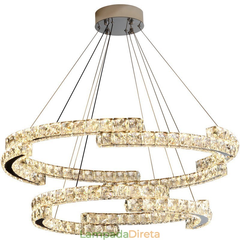 Luminária pendente de cristal redonda de luxo K9 para teto interno