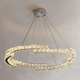 Luminária pendente de cristal redonda de luxo K9 para teto interno