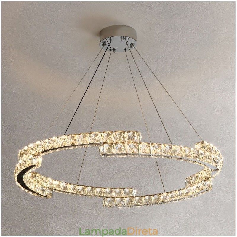 Luminária pendente de cristal redonda de luxo K9 para teto interno