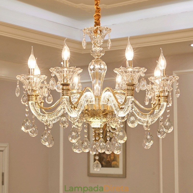 Lustre de Cristal de Luxo Lustre de Cristal K9 com Braço Brilhante
