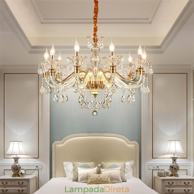 Lustre de Cristal de Luxo Lustre de Cristal K9 com Braço Brilhante