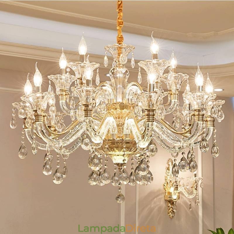 Lustre de Cristal de Luxo Lustre de Cristal K9 com Braço Brilhante