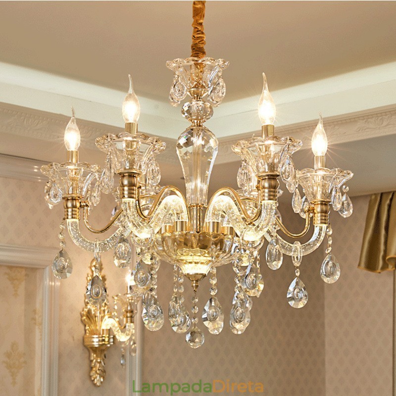 Lustre de Cristal de Luxo Lustre de Cristal K9 com Braço Brilhante