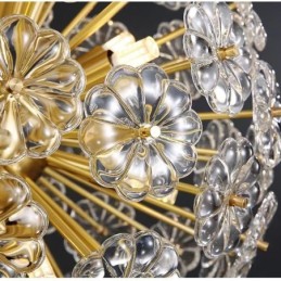 Luminária pendente nórdica esférica de cristal dente-de-leão em latão