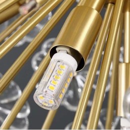 Luminária pendente nórdica esférica de cristal dente-de-leão em latão
