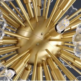 Luminária pendente nórdica esférica de cristal dente-de-leão em latão