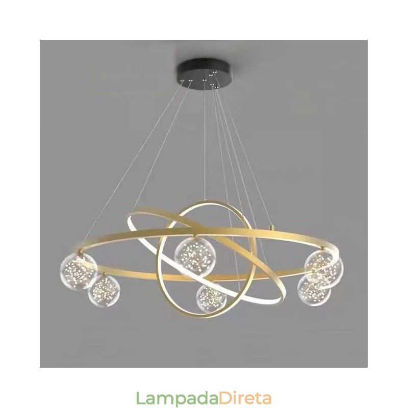 Luminária pendente nórdica moderna dourada circular