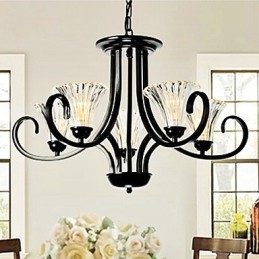 Lustre vintage estilo europeu de 5 luzes com braço com chifres