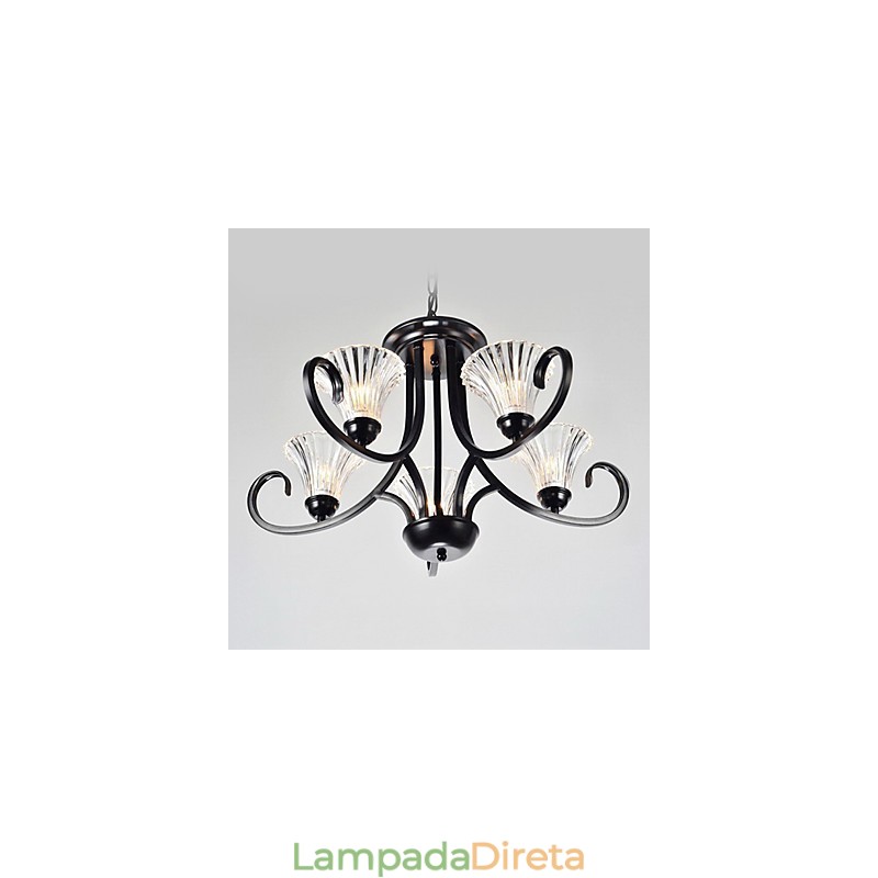 Lustre vintage estilo europeu de 5 luzes com braço com chifres