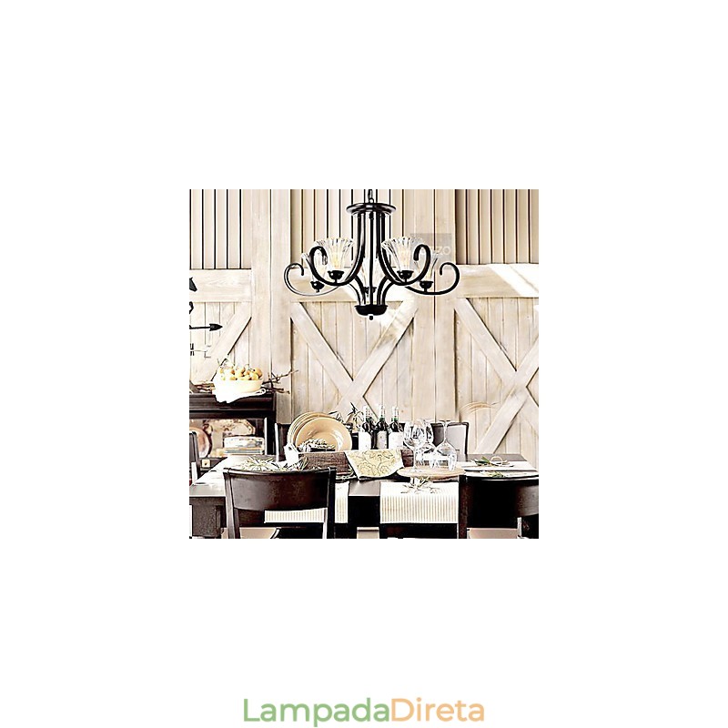 Lustre vintage estilo europeu de 5 luzes com braço com chifres