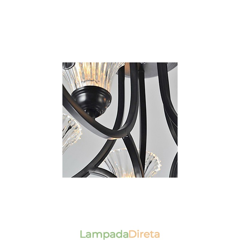 Lustre vintage estilo europeu de 5 luzes com braço com chifres