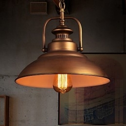 Luminária pendente retrô com cúpula de metal em estilo de fábrica antiga