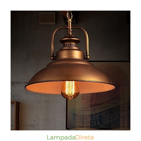 Luminária pendente retrô com cúpula de metal em estilo de fábrica antiga Luminária pendente retrô com cúpula de metal em estilo de fábrica antiga