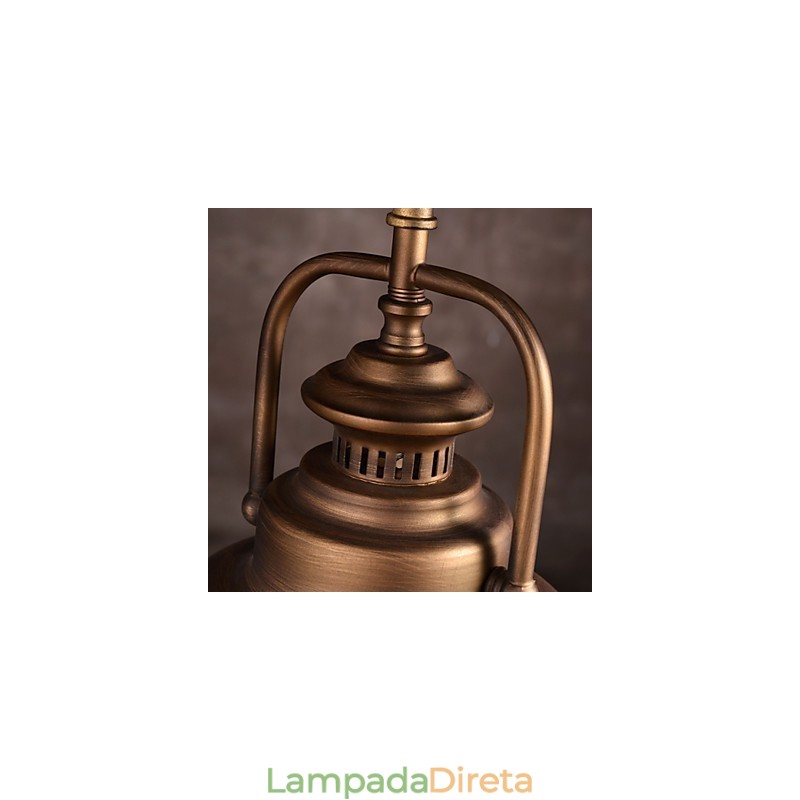 Luminária pendente retrô com cúpula de metal em estilo de fábrica antiga
