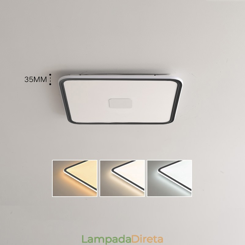 Luz de teto quadrada embutida moderna com proteção ocular de espectro total e regulável