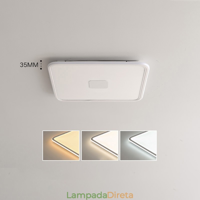 Luz de teto quadrada embutida moderna com proteção ocular de espectro total e regulável