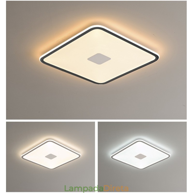 Luz de teto quadrada embutida moderna com proteção ocular de espectro total e regulável