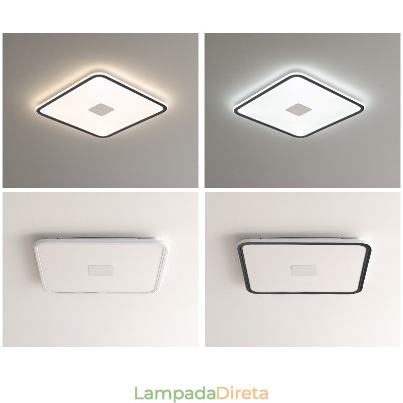 Luz de teto quadrada embutida moderna com proteção ocular de espectro total e regulável