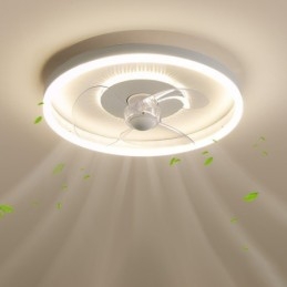 Ventilador de luz embutido moderno, redondo, ultrafino, silencioso, invisível, de espectro total, proteção para os olhos, regulável