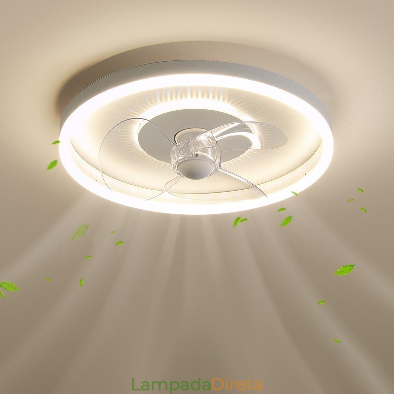 Ventilador de luz embutido moderno, redondo, ultrafino, silencioso, invisível, de espectro total, proteção para os olhos, regulável