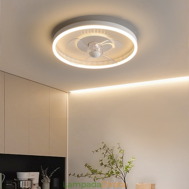 Ventilador de luz embutido moderno, redondo, ultrafino, silencioso, invisível, de espectro total, proteção para os olhos, regulável